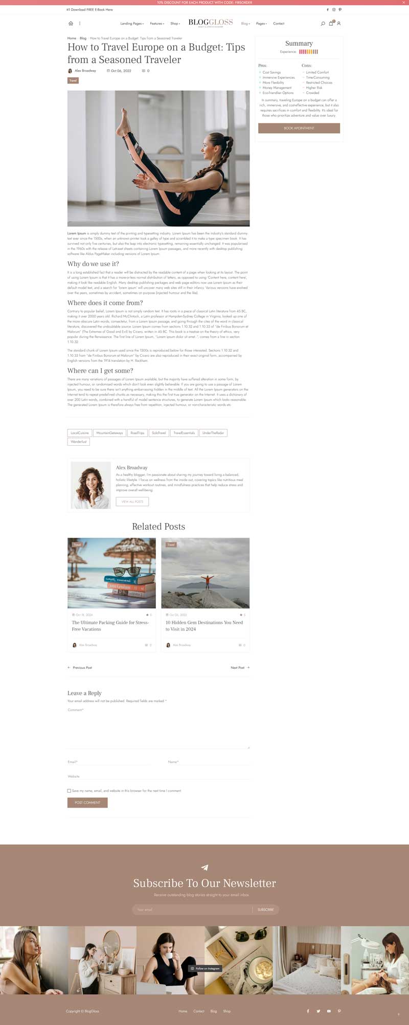 Fashion & Lifestyle Blog WordPress Theme – BlogGloss