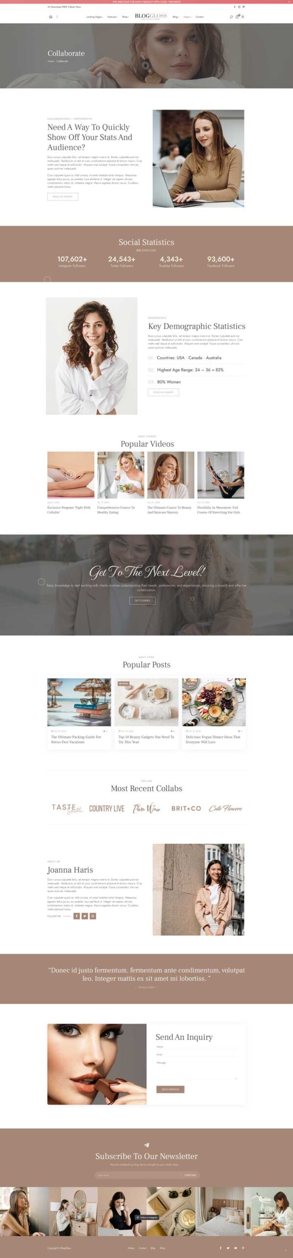 Fashion & Lifestyle Blog WordPress Theme – BlogGloss