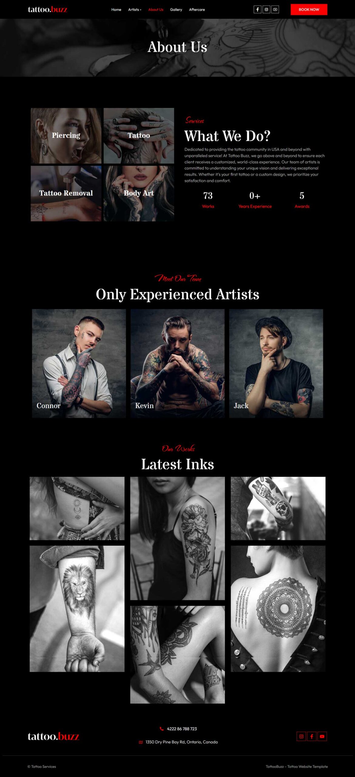 Tattoo Studio WordPress Theme – TattooBuzz