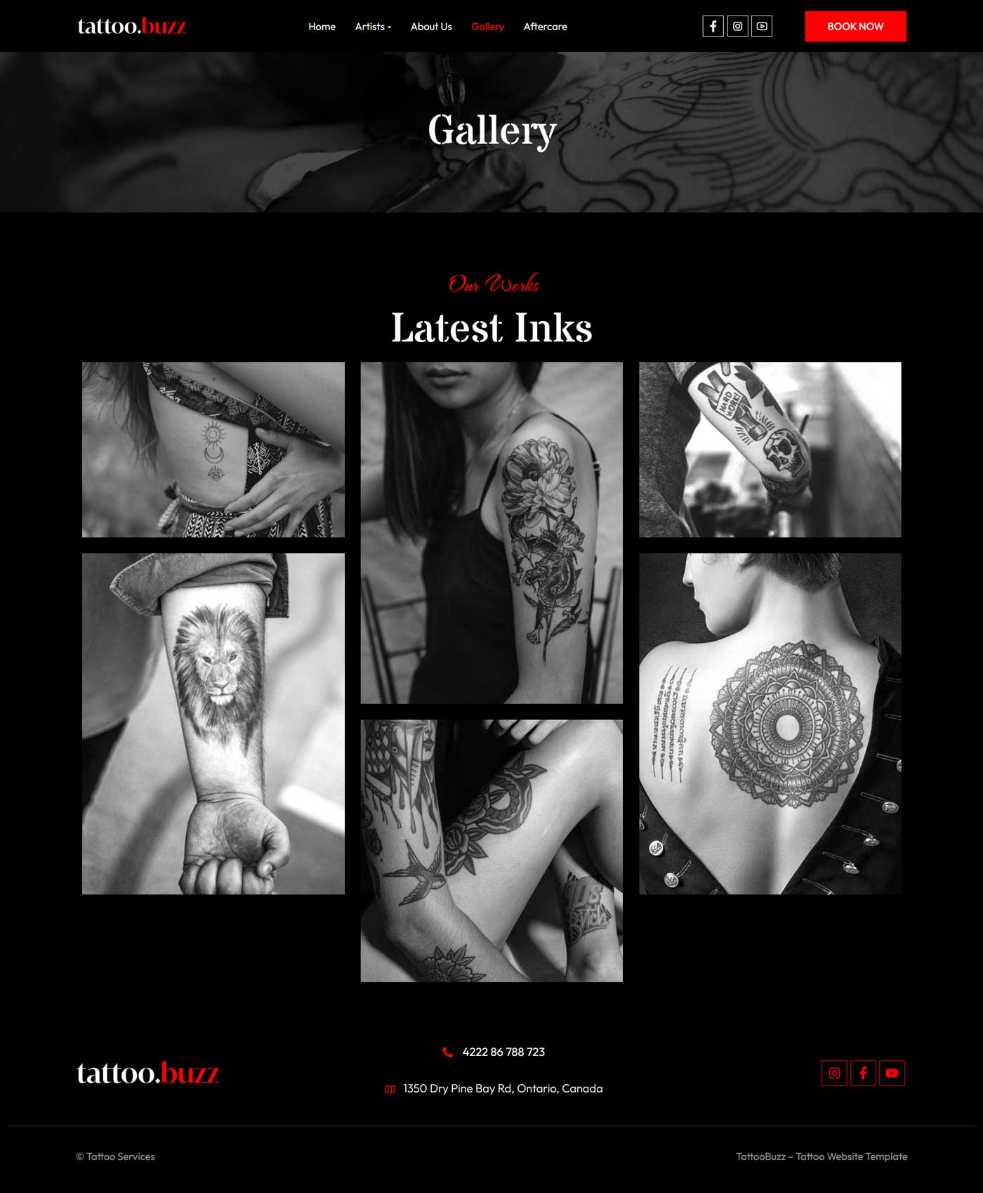 Tattoo Studio WordPress Theme – TattooBuzz