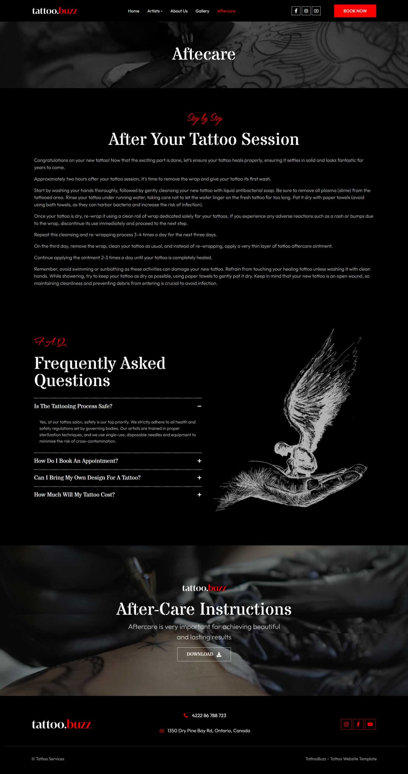 Tattoo Studio WordPress Theme – TattooBuzz