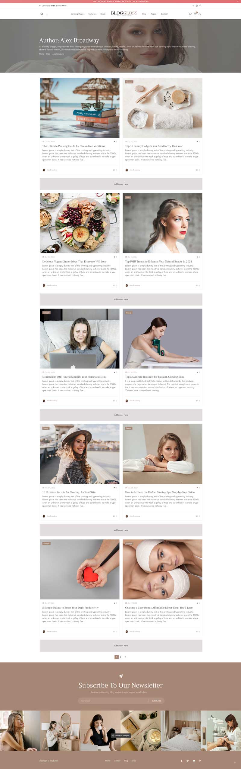 Fashion & Lifestyle Blog WordPress Theme – BlogGloss
