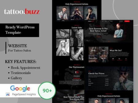 Tattoo Studio WordPress Theme – TattooBuzz